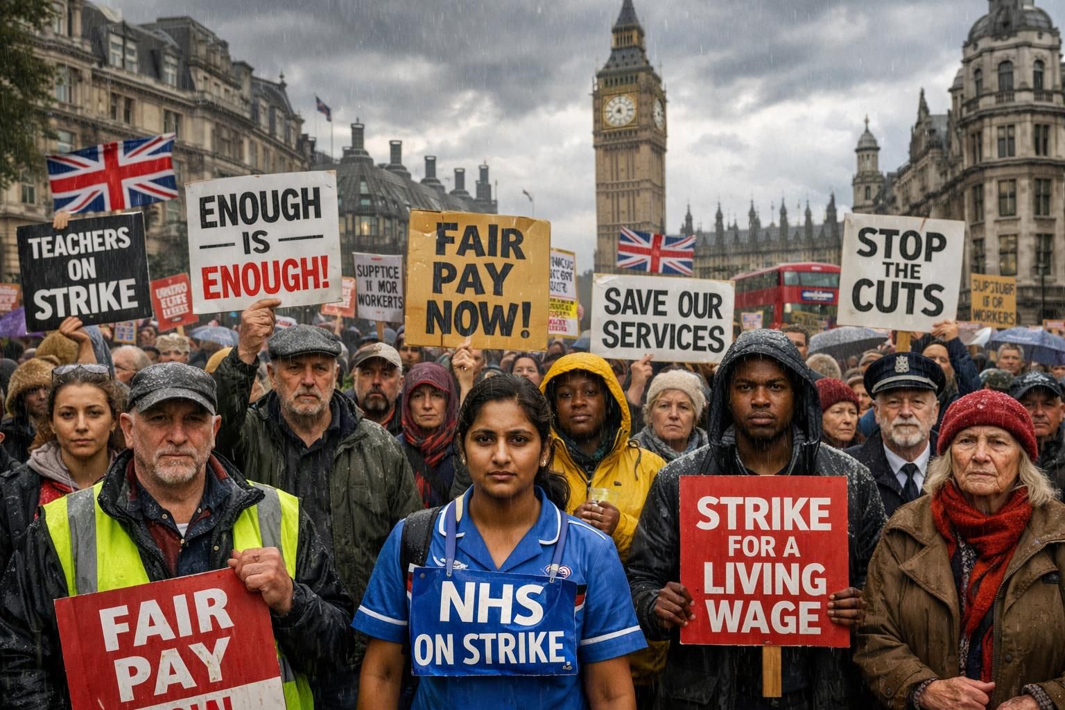 birleşik krallık'ta kamu sektöründe artan grevler işçi hakları ve hizmet kesintileri konusunda endişeleri artırıyor. güncel durumu ve etkilerini öğrenin.